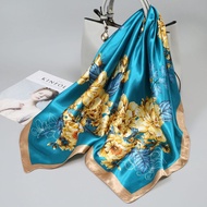 T Classy All-Match Simulation Silk Square Scarf Women's 90cm * 90cm Spring Autumn Pastoral Stylefren