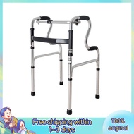 Adult Walker-Heavy Duty Foldable stainless Steel Walking Aid Crutches Canes Toilet Armrest and Showe