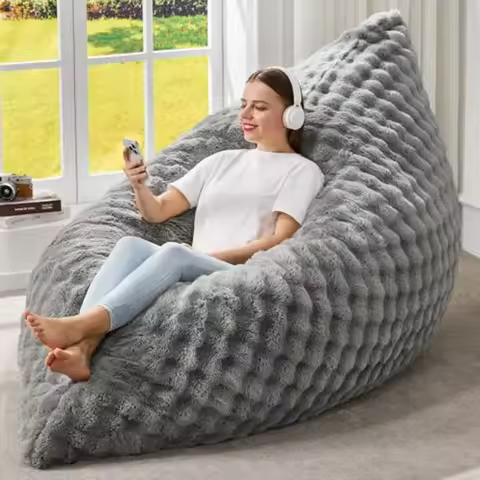 3 in 1 Bean Bag Chair Giant Bean Bag Chairs for Adults with Bubble Cover Convertible Bean Bag Floor