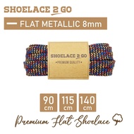 SHOELACE 2 GO PREMIUM FLAT METALLIC MOTIF SHOES 8MM - SF8 - FM1F - BLACK RAINBOW - 90CM 115CM 140CM