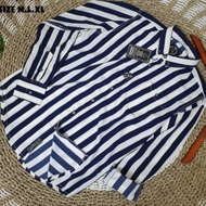 Kemeja Garis Hitam Putih Pria - Kemeja Salur Pria Korean Style - Kemeja Pria Motif Stripes Salur Ver