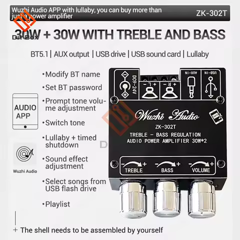 ZK-LT21 ZK-302 ZK-152 Bluetooth Audio Digital Power Amplifier Board Module 2.1 Channel 15WX2+30W Wit