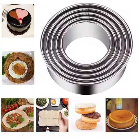 5pcs Biscuit Cutters Set Round Cookie Cutter Stainless Steel Pancake Mold Dumpling Wrapper Mold Bisc