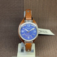 Fossil ES5205 Carlie Brown Leather Strap Blue Dial Analog Classic Women's Watch