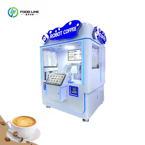 Customized Stainless Steel 6-Axis Robotic Arm Bartista Hot Ice Coffee Robot Vending Machine with 21.