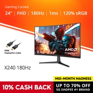 PRISM+ X240 (1500R) 24 180Hz/240Hz 1ms Curved FHD [1920 x 1080] Adaptive Sync Ready Gaming Monitor
