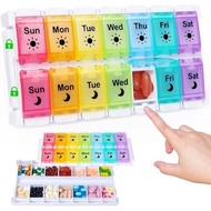 Weekly Pill Box Organizer 7 Day 2 Times a Day, AM PM Pill Case Twice Daily, Large Medicine Pill Cont
