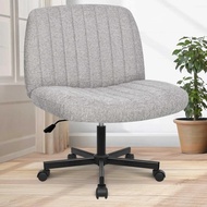 Criss Cross Legged Armless Desk Reading Chair With Wheels Swivel Modern Ergonomic Vanity Bedroom Adj