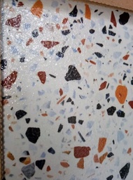 Kerak Lantai Teras Garasi Kasar Matt Motif Terazzo 40x40 Platinum Wh