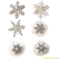 Ivy Christmas Hairpin Blingbling Snowflake Hair Clip Elaborate Barrette Rhinestones