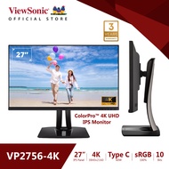 VP2756-4K - ViewSonic 27" UHD 4K 60W USB-C 60Hz Color-Pro Professional Pantone Validated 100% sRGB IPS Monitor