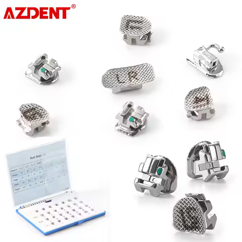 AZDENT Dental Orthodontic Self-Ligating Brackets Braces Roth/MBT 345 Hooks with Buccal Tube 28pcs/Bo