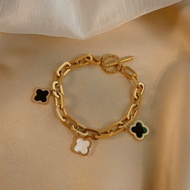 Gelang Tangan Rantai Wanita Model Clover Perhiasan Trendi Wanita Style Korea