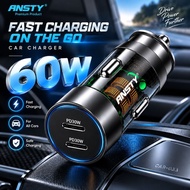 ANSTY 60W 2 Port USB type C to C PD | Car charger | Fast charging | Car charger | Car charger