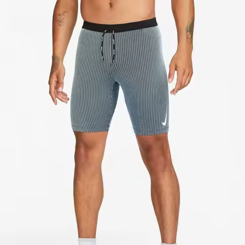 Nike Dri-Fit AeroSwift Striped Brand Logo Printed Running Skinny Shorts, Men's, Polar Blue DM4623-01