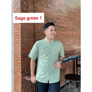 baju koko couple ayah anak Koko dewasa warna hijau sage green 1 baju koko dewasa ayah