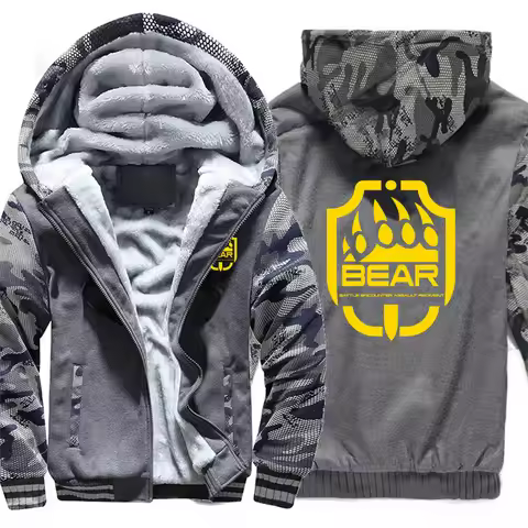 Winter Escape From Tarkov Bear Hoodies Zipper Thick Unisex Escape From Tarkov Sweatshirt Man Warm Co