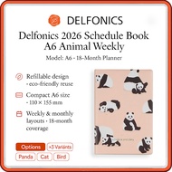 Delfonics 2026 A6 Animal Weekly Planner – Compact 18-Month Refillable Schedule Book (Oct 2025 Start,