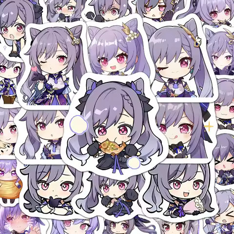 60Pcs Keqing Genshin Impact Anime Student Stickers Decoration Laptop Phone Suitcase Notebook Label S