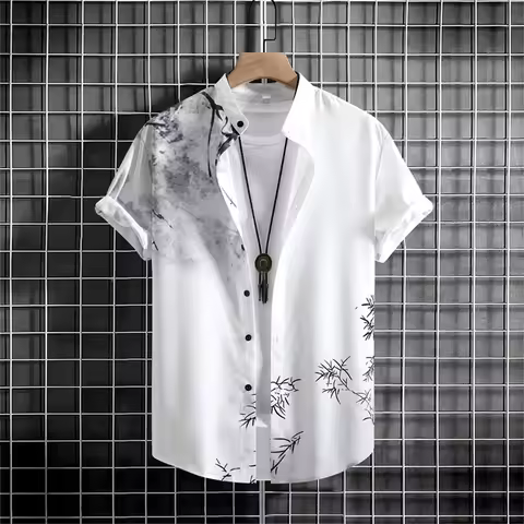 Simple Men'S Shirt 3d Printed Retro Fashion Top Loose Oversized Wear Every Day Casual Short Sleeved 