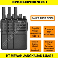 HT Model CP210 3 Unit UHF Handy Talky Walkie Talkie UHF 5W Radio Komunikasi Jarak Jauh Hingga 3km