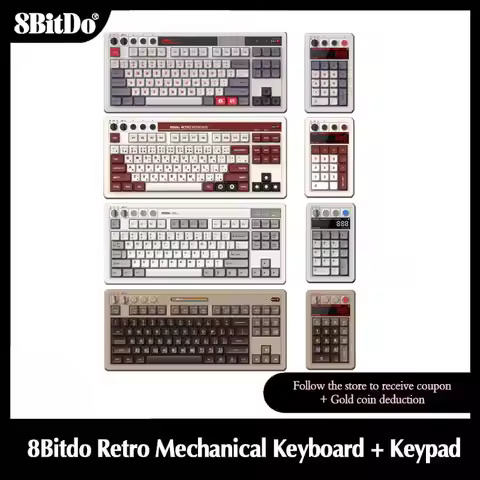 8BitDo Retro Mechanical Keyboard with Retro 18 Numpad Compact Design, Enhanced Gaming Experience - W