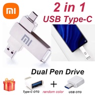 Xiaomi Pen drive 2 in 1 Dual Type-c USB Flash Drive 128GB 256GB 512GB 1TB 2TB Mini Mental Drive U Disk Tiny Flash Drive for Smartphones Tablets and Computers