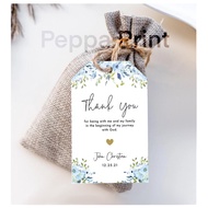 Blue floral thank you hang tags for baptism dedication birthday christening debut or wedding can be 