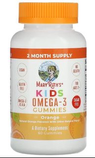 MaryRuth's, 兒童 Omega-3 軟糖 2 歲以上 橙味 60 粒軟糖 (x2樽)