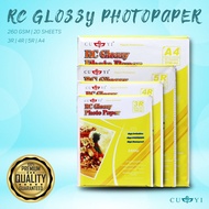 CUYI RC Glossy Photo Paper 260gsm Resin Coated Inkjet A4 5r 4r 3r Size 20 Sheets