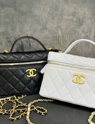 Chanel 25C 新款LP盒子包 vanity handle bag 香奈兒荔枝皮白色