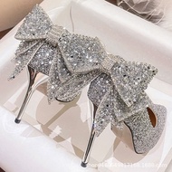 Silver Crystal Diamond High Heels for Wedding - 18th Birthday Gift