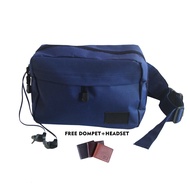 MEN'S CANVAS SHOULDER BAG WITH FREE WALLET + HEDSHET /PK02BLUE