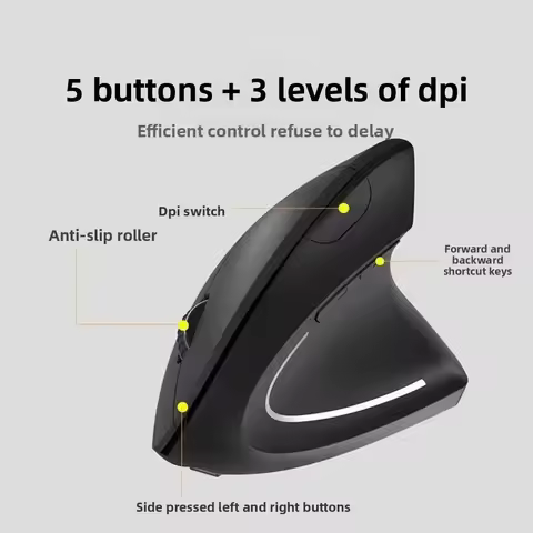 2.4G Vertical Mouse Silent Luminous Vertical Wired Mouse Mute Buttons 1600DPI Computer Mice For Tabl