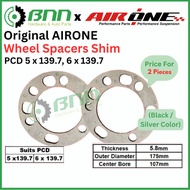 [BNN] Airone Spacers 5x139.7 6x139.7 Wheel Spacer Shim Washer (2 Pieces) (Thickness: 6mm) Silver Clo