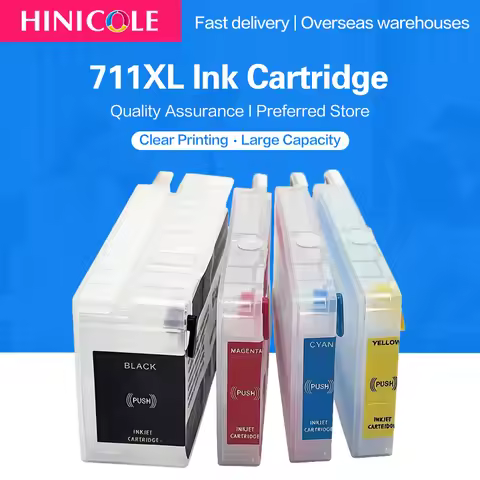 HINICOLE Auto Reset Chip 711 T120 T520 711XL Refill Ink Cartridge For HP711 Designjet T120 24,T120 6