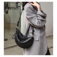 2024 Genuine Leather Messenger Bag Female Cowhide Dumpling Bag