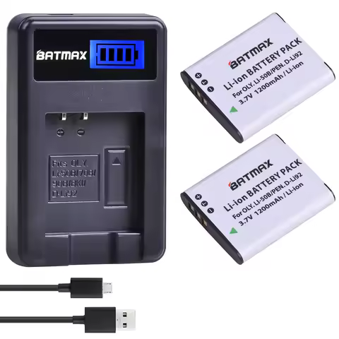 Batmax Li-50B Li 50B D-LI92 Battery +LCD USB Charger for Olympus SP 810 800UZ u6010 u6020 u9010 SZ14