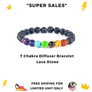 Gelang aromaterapi 7 Chakra Aromatherapy Essential Oil Diffuser Bracelet Lava Rock Stones