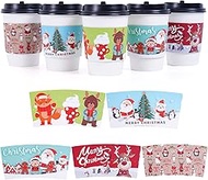 Christmas Coffee Cup Sleeves 40 Count Hot Chocolate Cocoa Paper Cup Sleeves, Double-Layer Protective