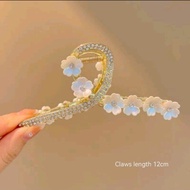 Korean Ins【± 11cm】Metal Hair Claws Back Head French Fixed Hair Bangs Pearl Shines tone Hair Clip H01