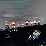 8pcs Crayon Shin-chan Car Ornaments Cute Cartoon Mini Shin-chan Car Decoration Model Toy