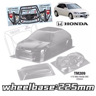 1/10 PC RC TM209 1/10 Mini Honda EK9 M Shell Body 225mm Wheelbase Transparent Shell Body For 1/10 RC