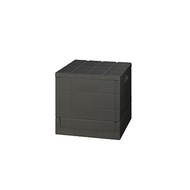日本岩谷Iwatani Grid格子磚可堆疊摺疊收納椅-20L-黑