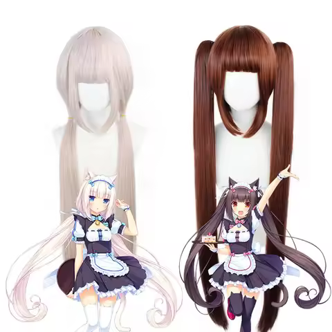 Anime Nekopara Cosplay Vanilla Chocola Cosplay Wig Long Pink/Brown Hair Nekopara Cosplay Chocola/Van