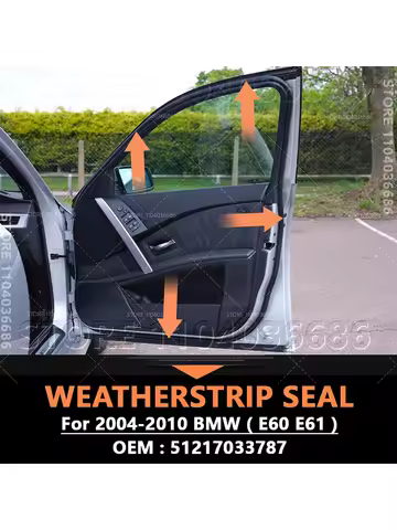 For 2004-2010 E60 E61 BMW 525i 528i 530i 535i 545i 550i M5 Front Door Rubber Weatherstrip Seal 51217