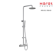 Karat Faucet ก๊อกผสมยืนอาบติดผนังพร้อมชุดฝักบัว Rain Shower และฝักบัวสายอ่อน (สแตนเลส 304) รุ่น KRS-