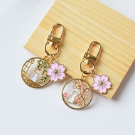 Cute  Cat  Keychain Flower Moon Cat Key Ring Enamel Key Chains Friendship Gifts
