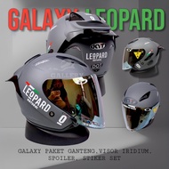 KYT GALAXY FLAT R GORILA GREY PAKET GANTENG LEOPARD | HELM HALF FACE - Visor gold, M