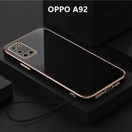 Casing OPPO A92 Case Plating Cover Lanyard Soft TPU Phone Case OPPO A92